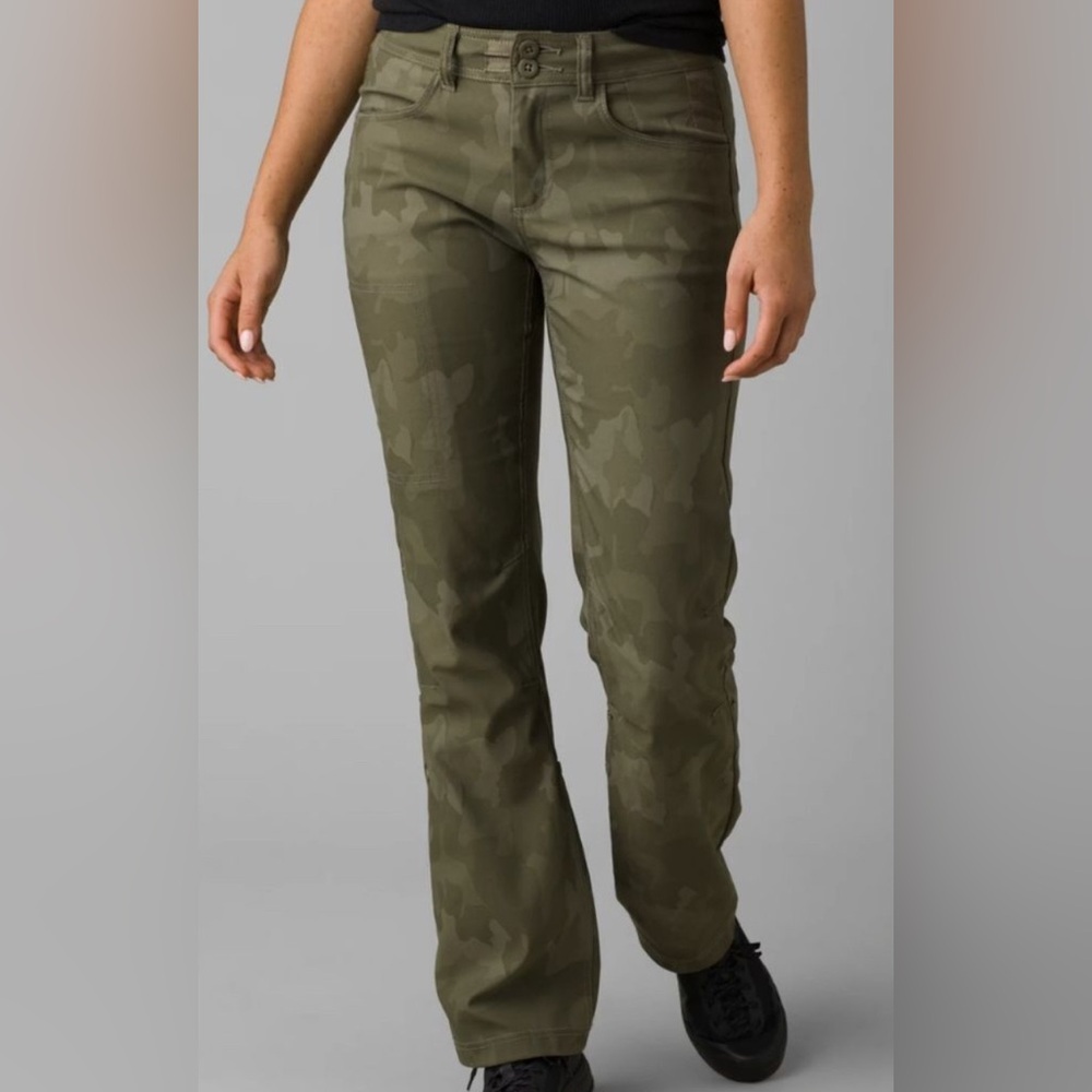 Prana Halle Straight Pants Plus II Sz 20W Sage Camo Outdoors UPF Stretch NWT - Picture 2 of 10
